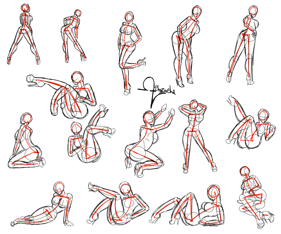 Poses for the anime of the characters