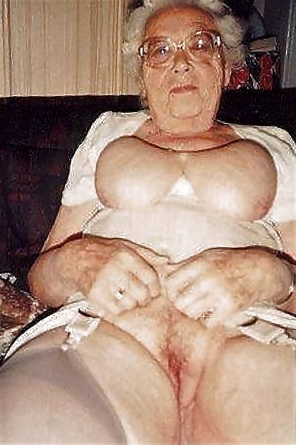 The open vagina of the old woman