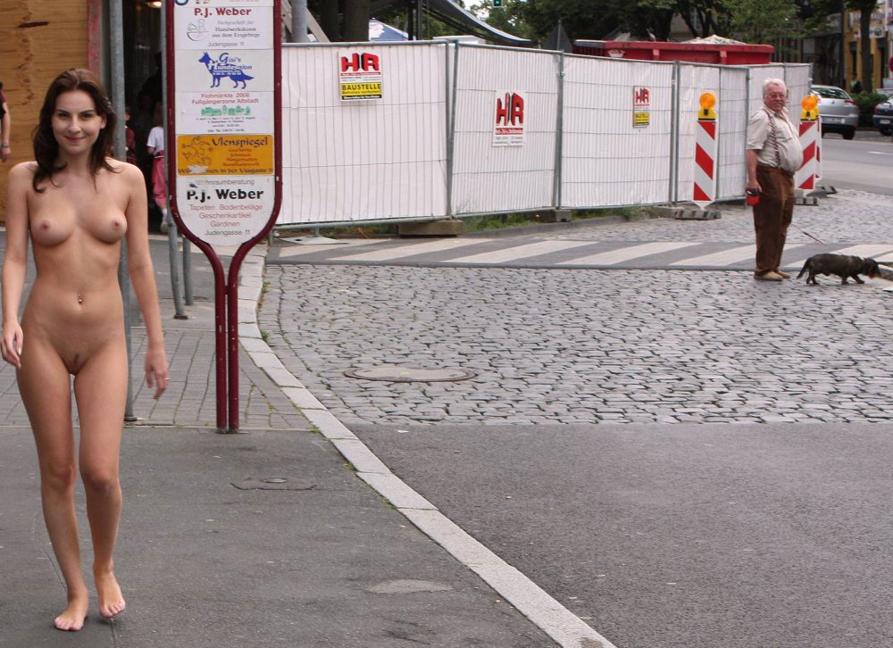 Naked people on the streets of the city