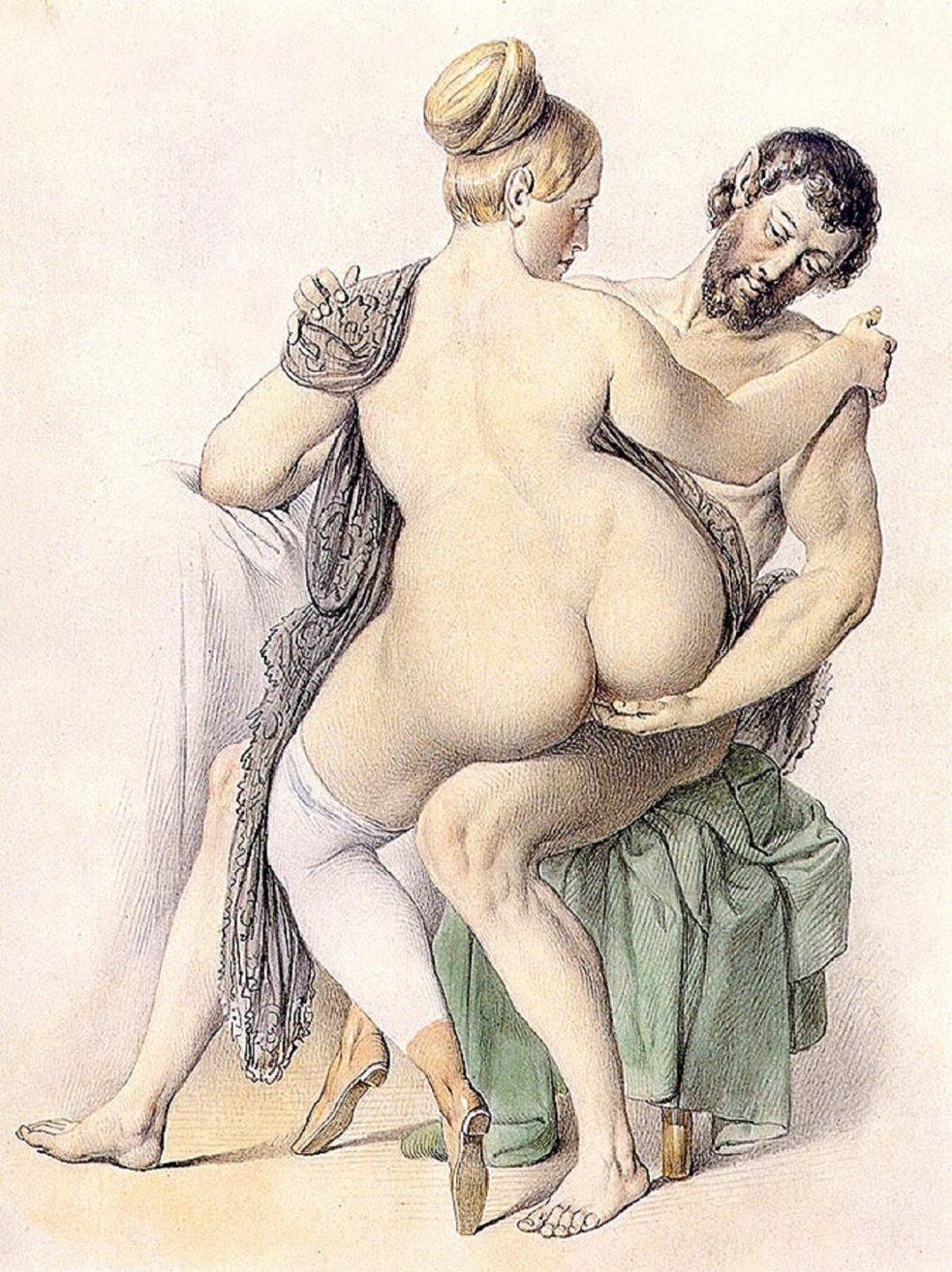 Pornographic painting with a pencil