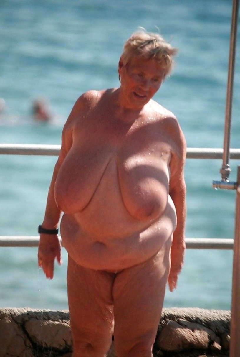 Grandmothers with big tits on the beach