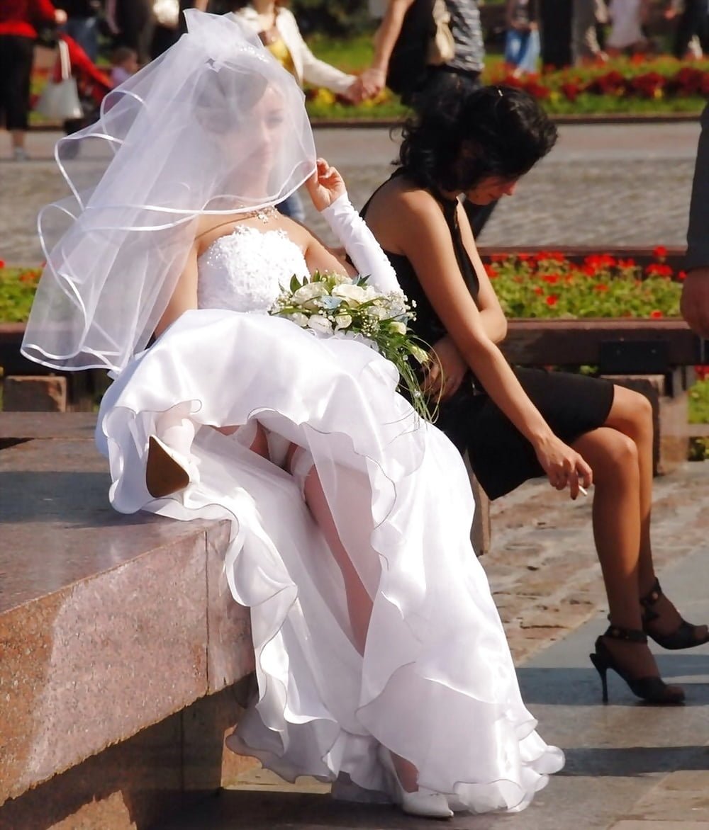 Look under the dress of the bride