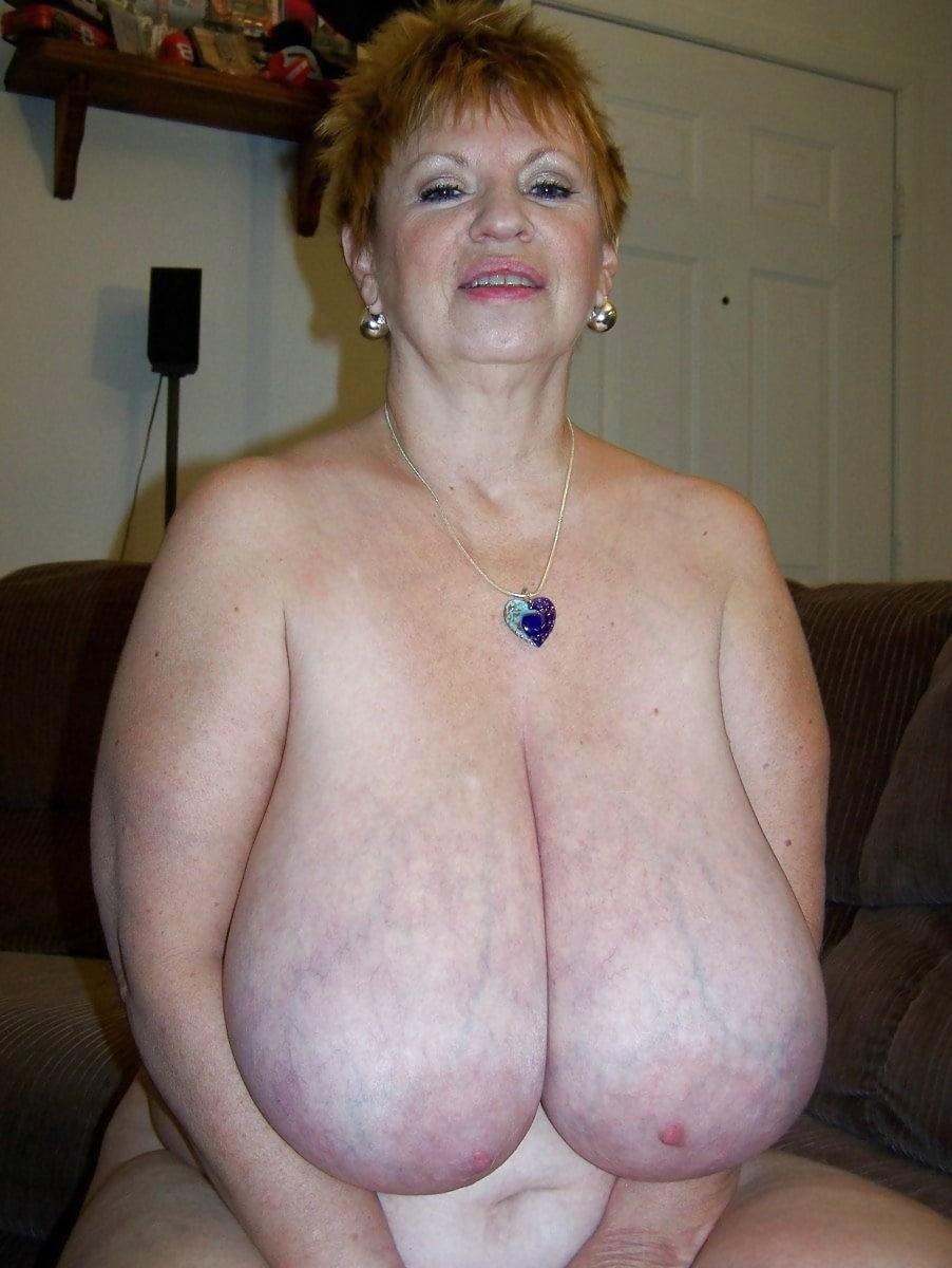 Elderly lady with huge tits
