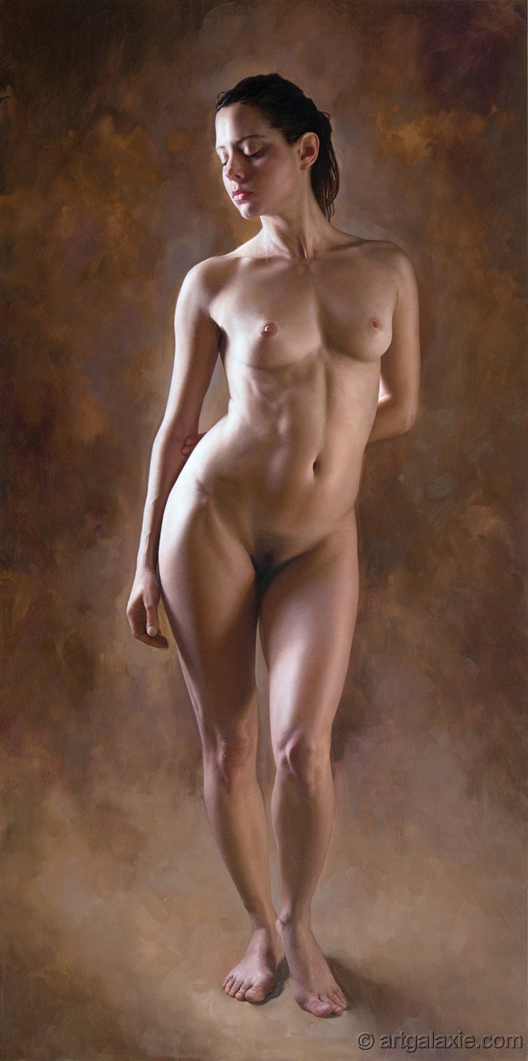 Naked women with raised hands