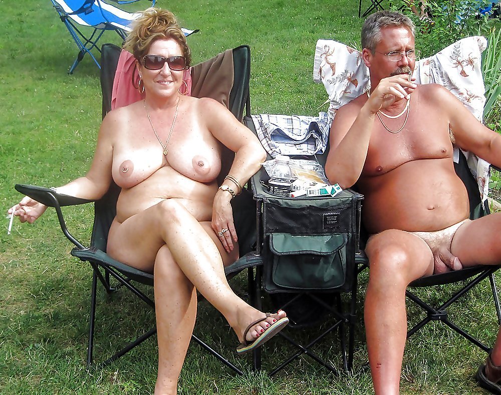 Old thick women on the beach