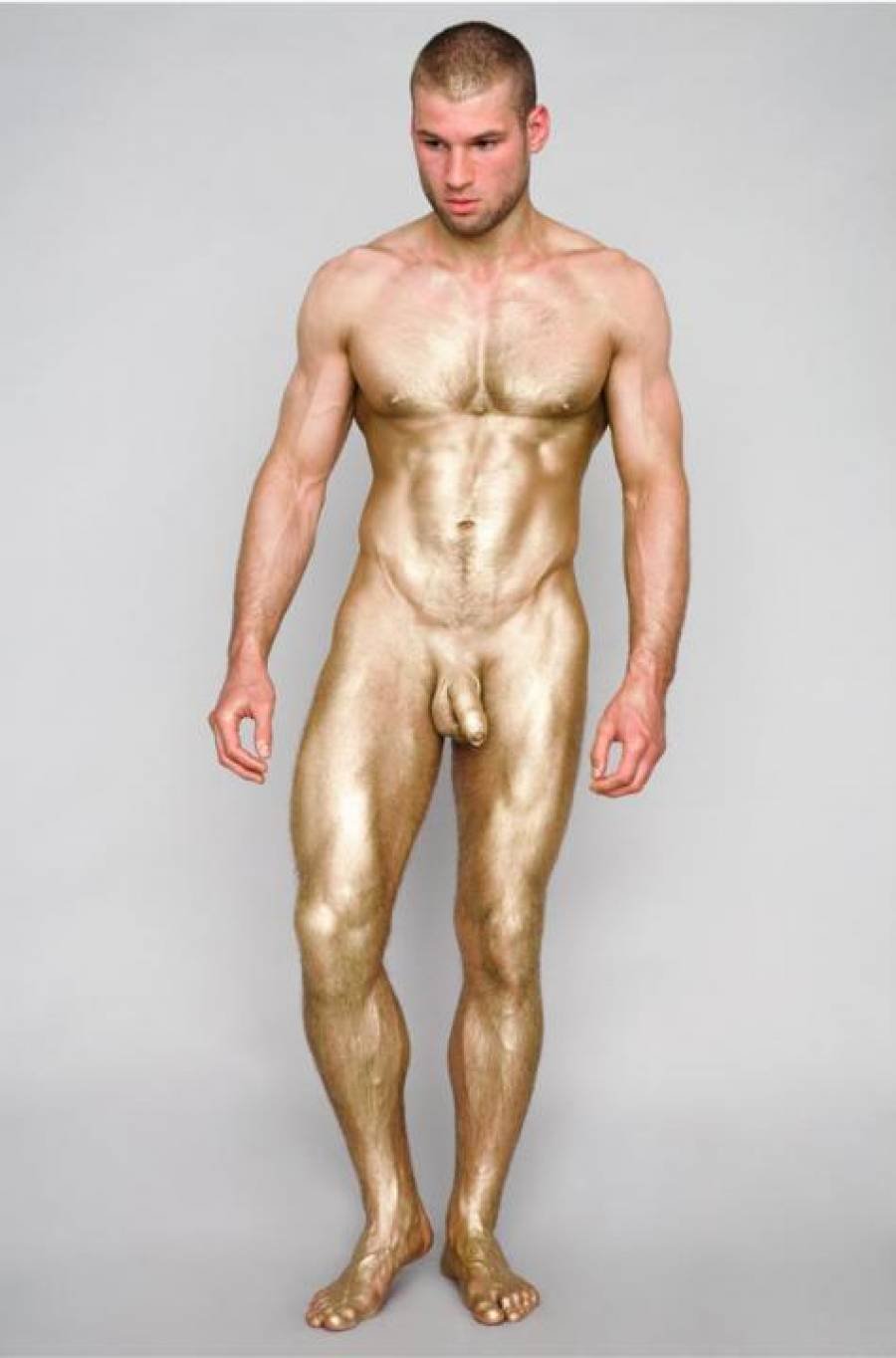 Naked body of a man in front