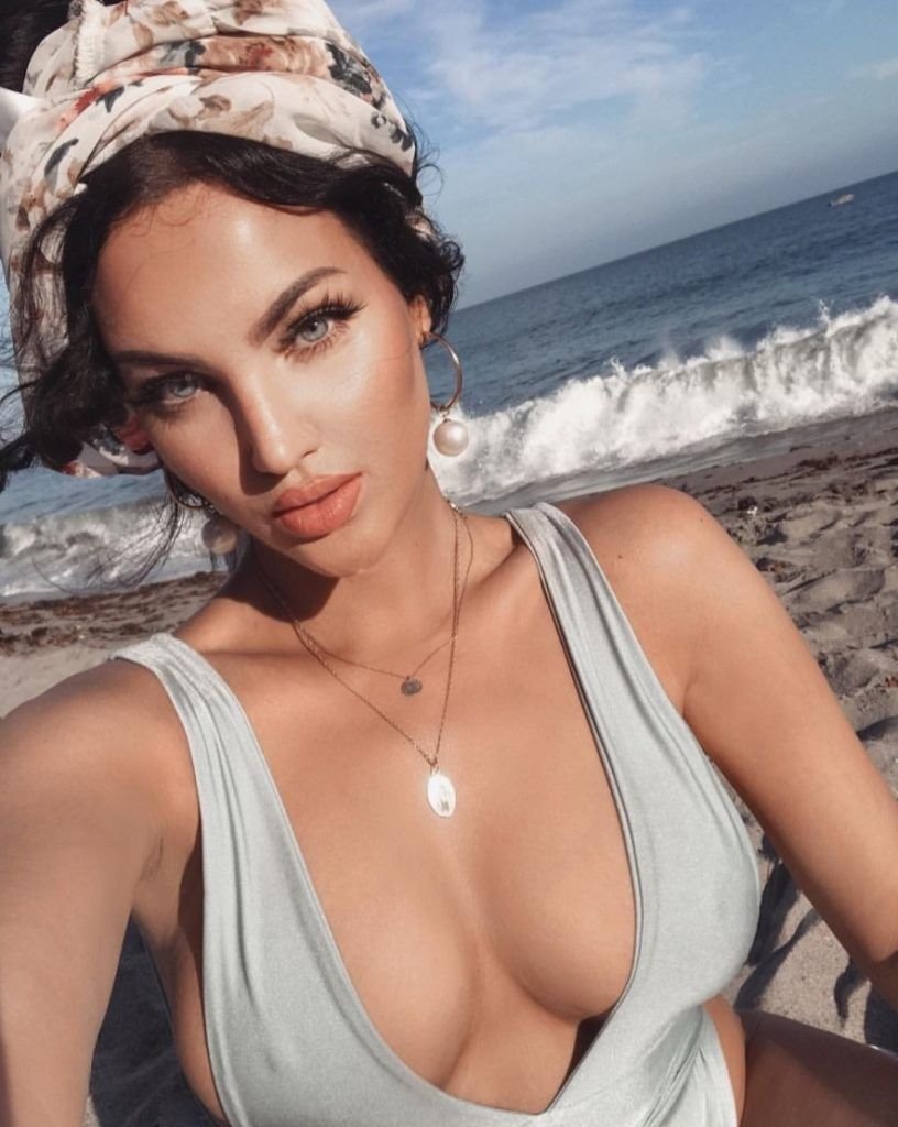 Natalie Halcro in a dress