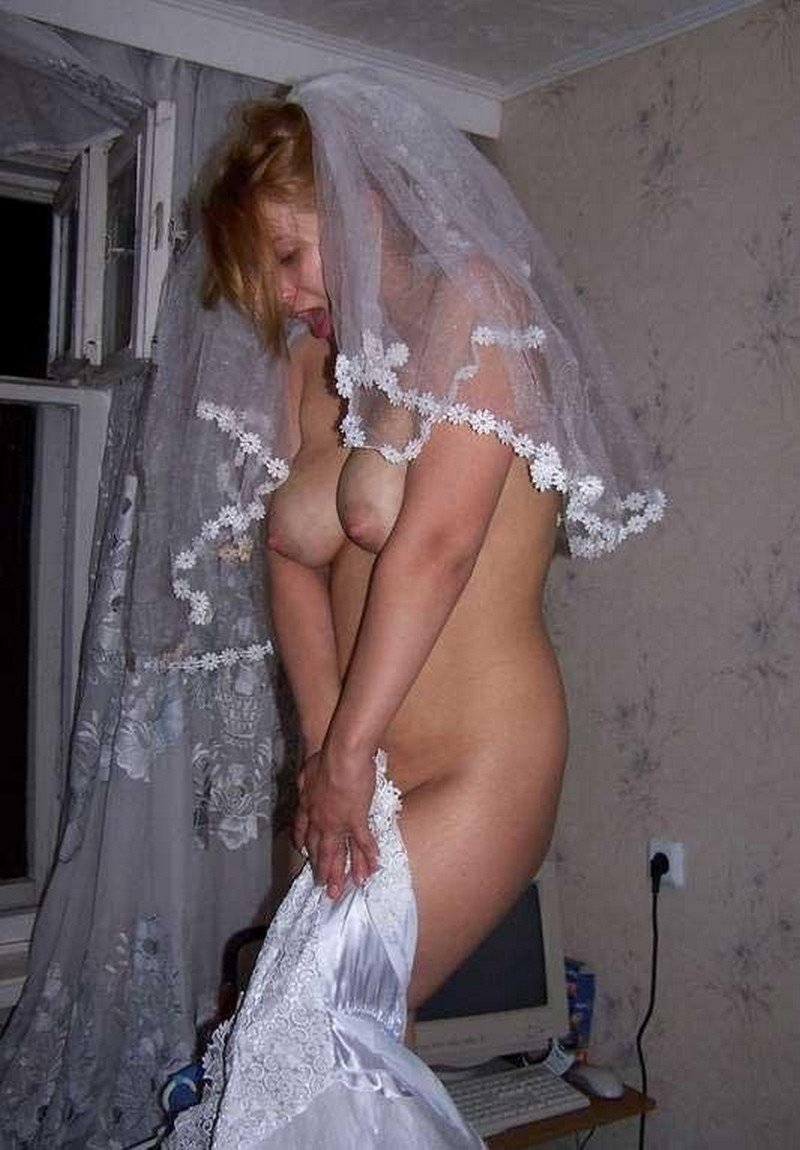 Naked women in a wedding dress