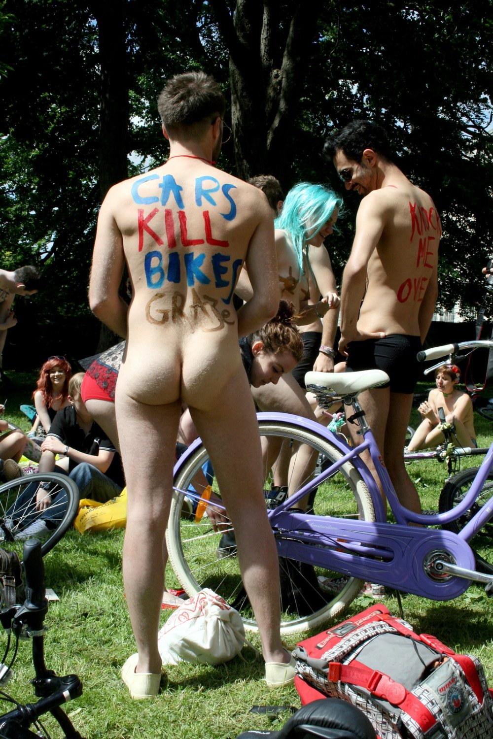 Naked bicycle racket hairy