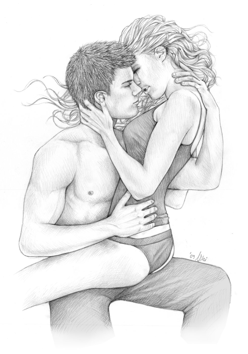 Cunnilingus sketch in a pencil
