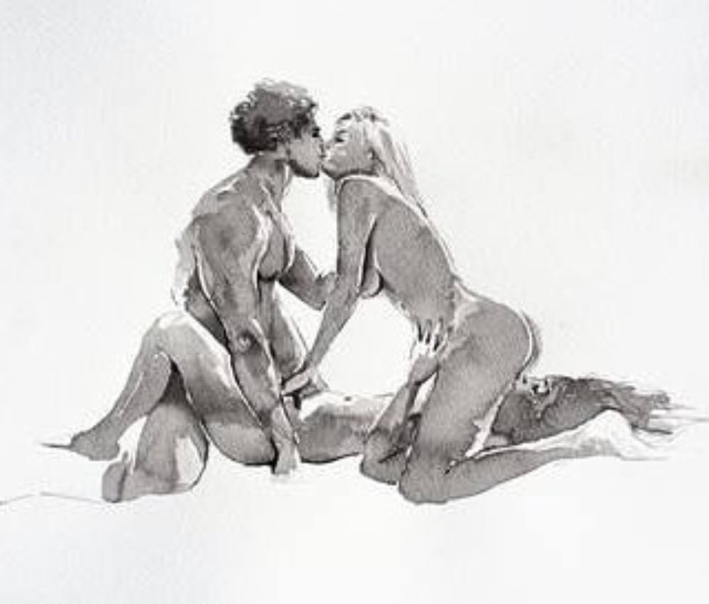 Pair Seminude Romantic Draw