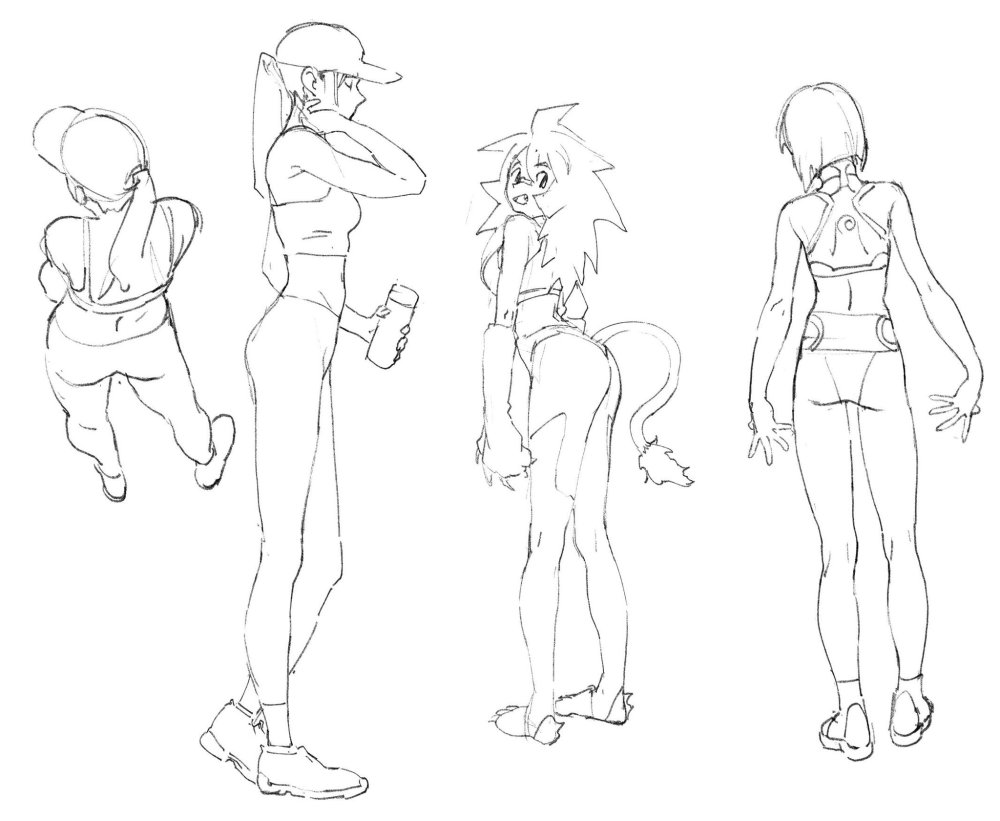 Erotic sketches of the posture