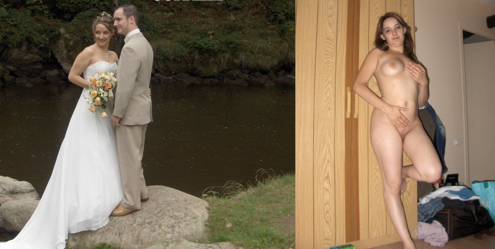Naked women in a wedding dress