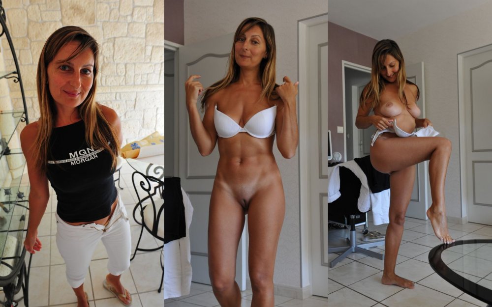 Dressed and undressed Russian wife