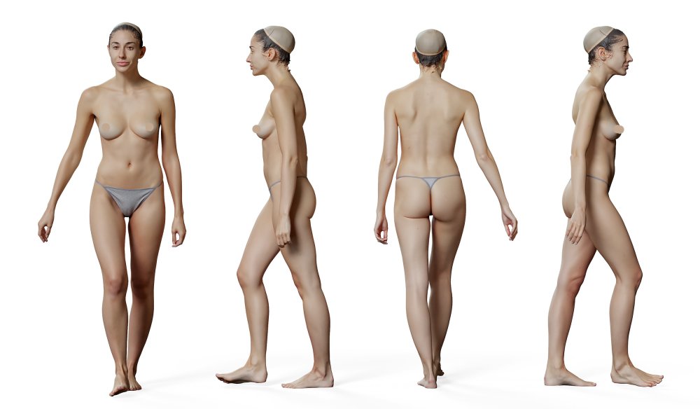 Naked female body in full height