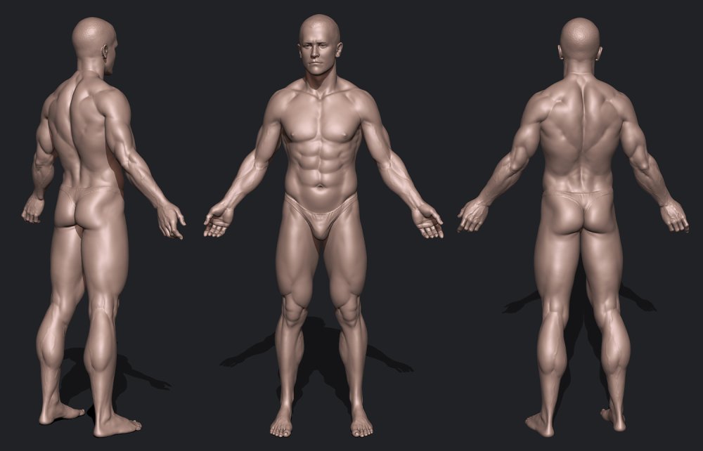 Naked guys drawn in 3d
