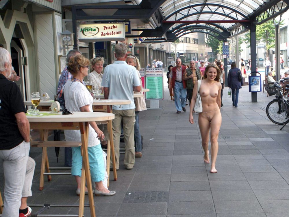 Naked beauty in public