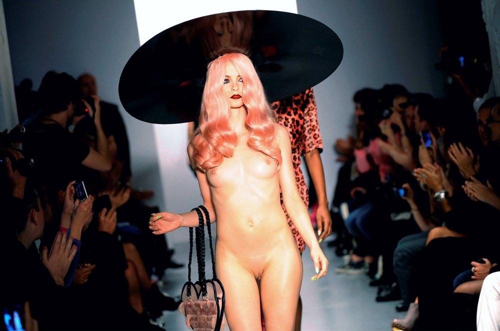 Nude girls on the podium