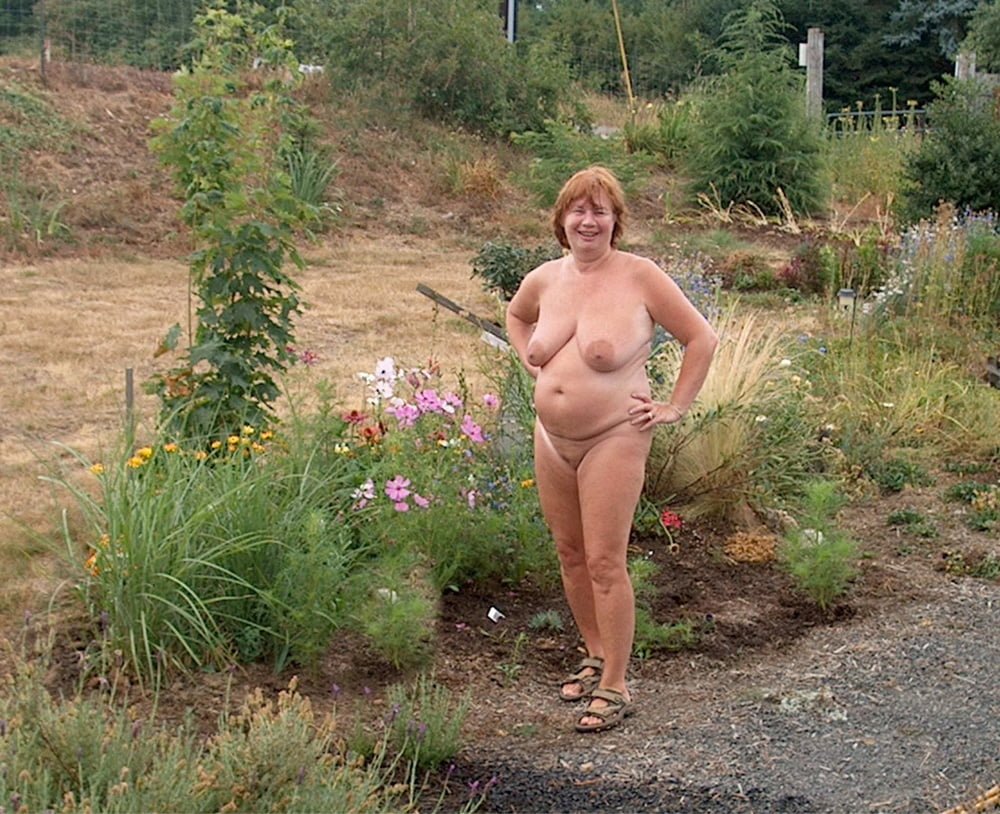 Mature naked wives in the garden