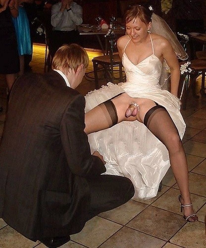 Bride at the wedding without panties