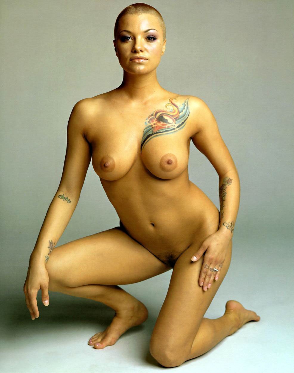 Naked with shaved head