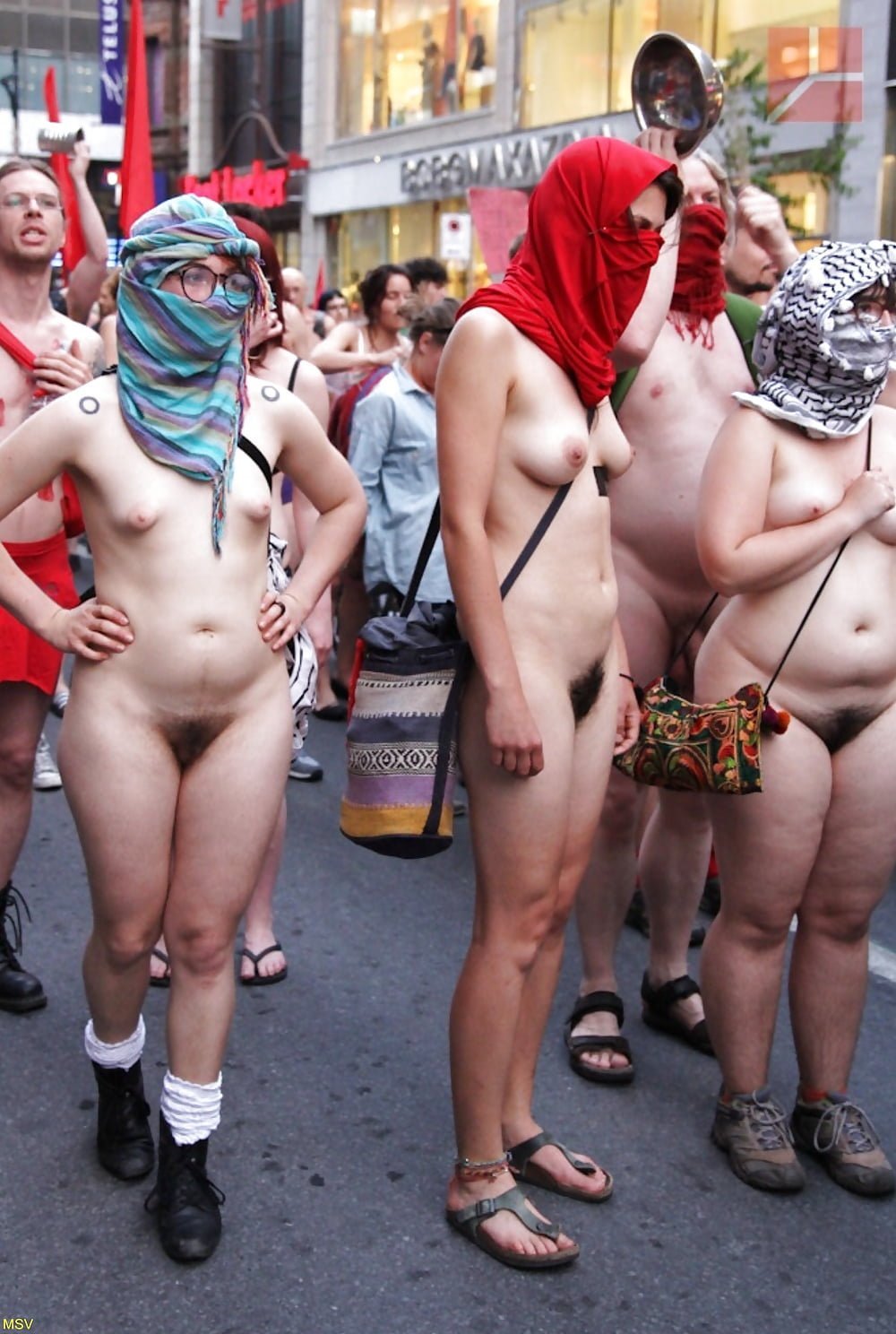 Naked women protest