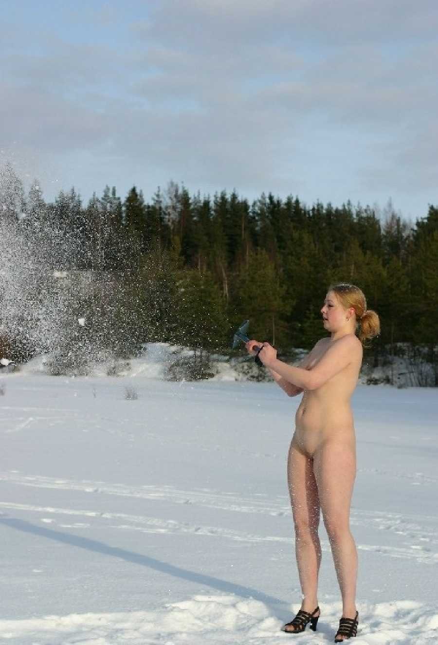 Erotic photo session in the snow