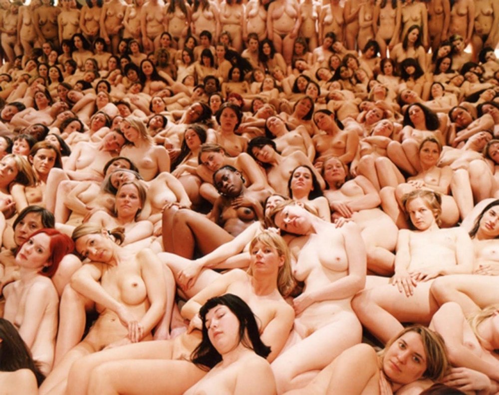 Naked women are engaged in sports