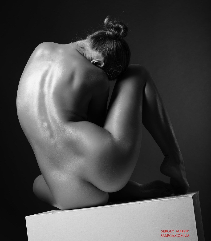 Naked female body pose