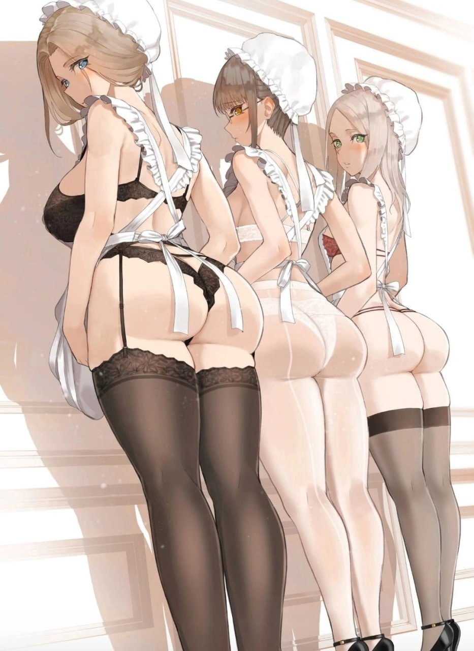 Stockings with a naked ANime ass