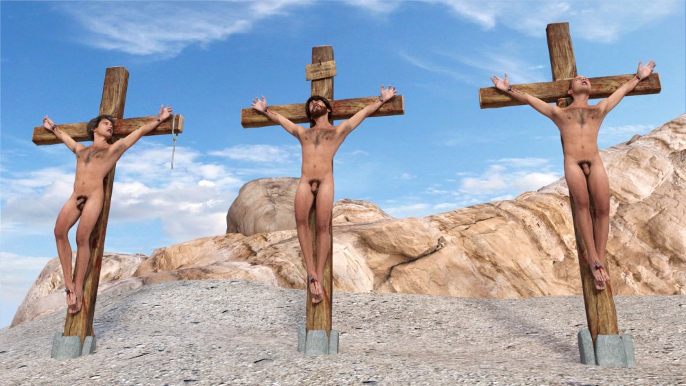 Naga woman crucified on the cross