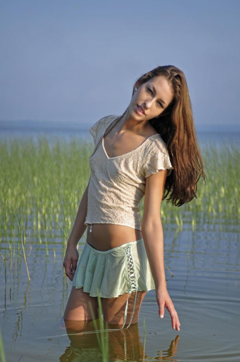 Girl in a wet T -shirt
