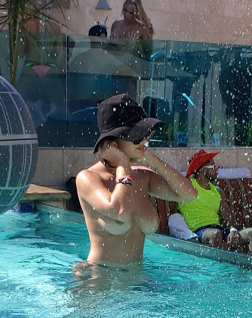 Topless pool party